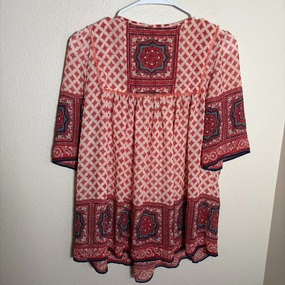 Knox Rose Blouse Women's Large V-Neck Short Sleeve Cottage Boho Sheer Top - Picture 4 of 8